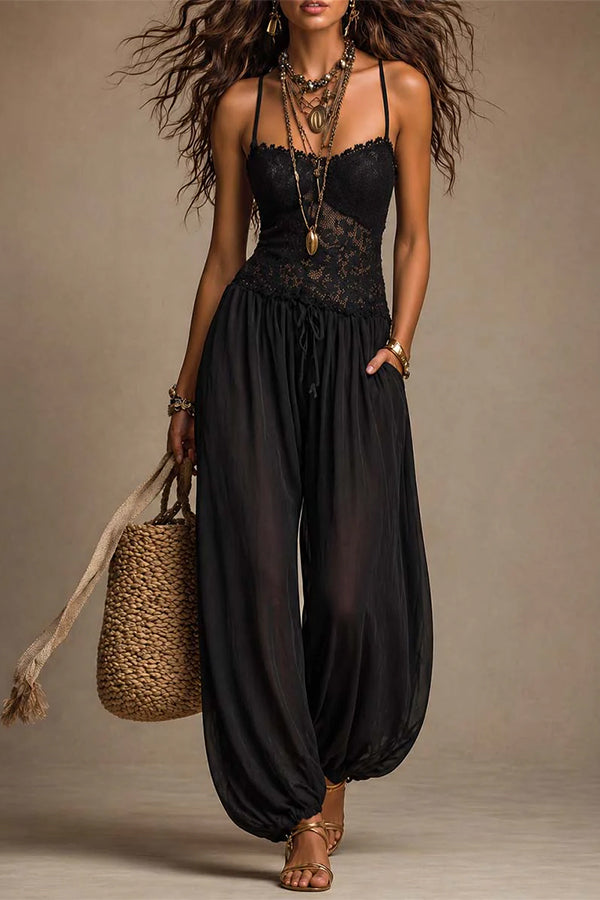 Aria Lace Bodice Boho Jumpsuit-Consonak