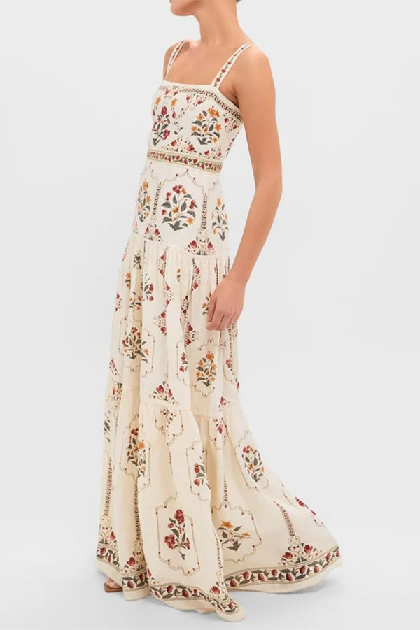Positano Vintage Floral Cami Maxi Dress-Consonak