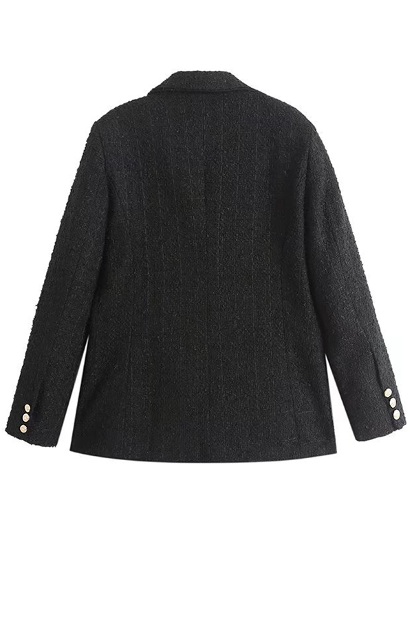 Arlo Tweed Textured Fabric Metal Buckle Pocket Lapel Relaxed Blazer-consonak