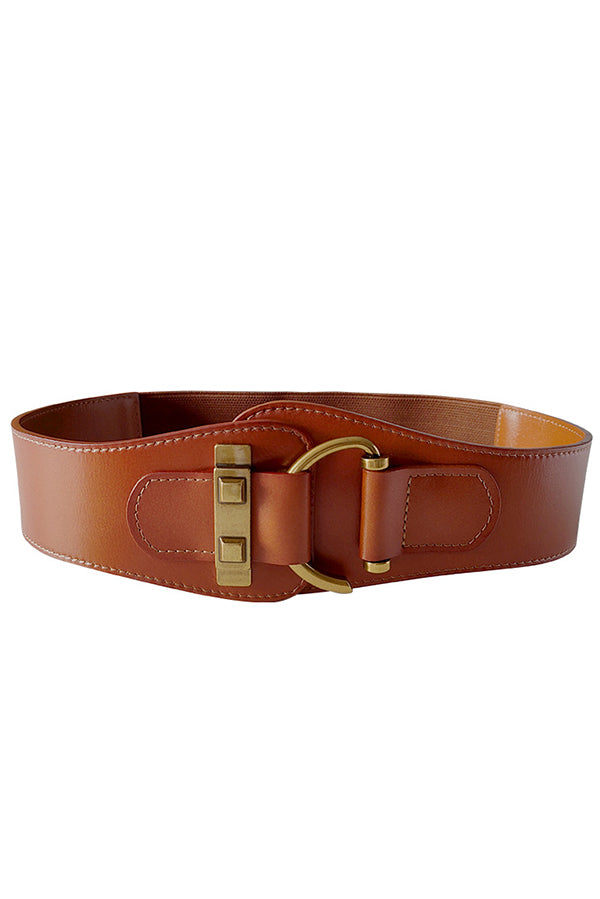 Retro Style Waist-hugging Wide Leather Belt-consonak
