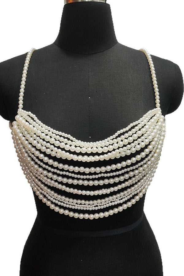 Multi-layer Faux Pearl Bra-Consonak