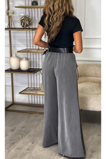Sayla Pleated High Rise Elastic Waist Pocketed Wide Leg Pants-consonak