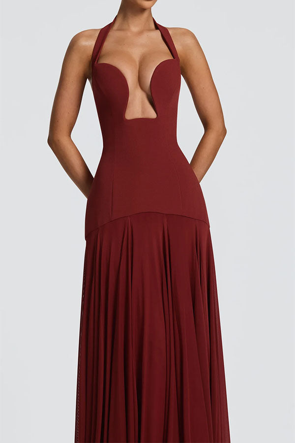 Seraphina Deep V Maxi Dress-Consonak