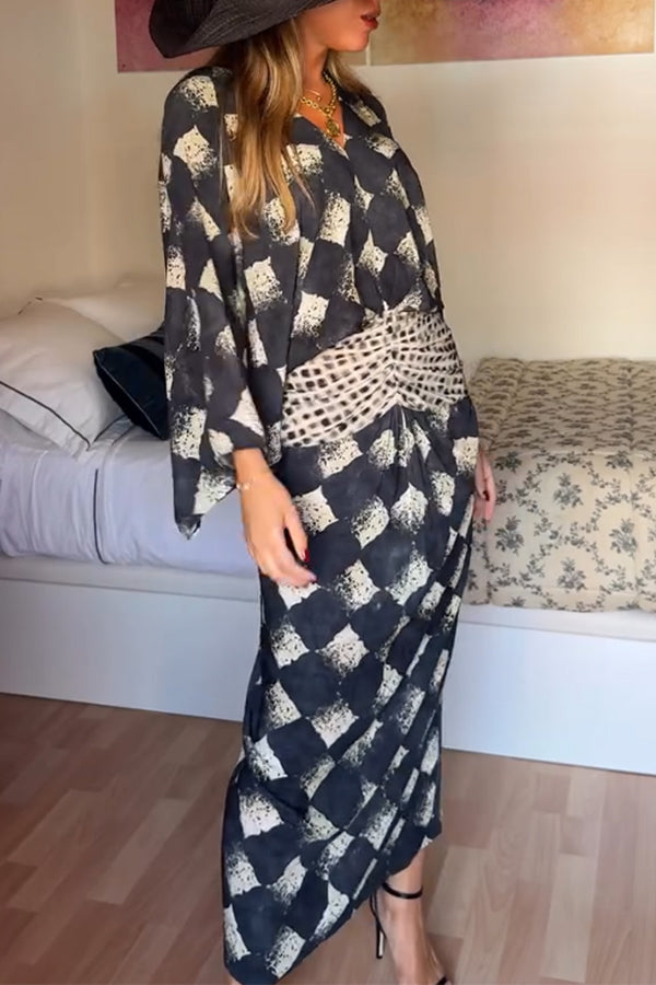 Nomad Diamond Print Kaftan Maxi Dress-Consonak