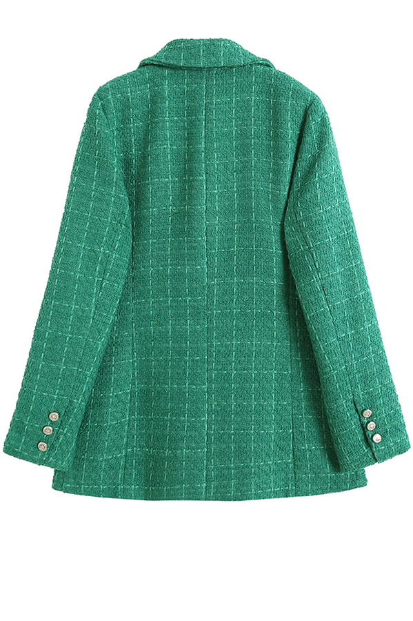 Arlo Tweed Textured Fabric Metal Buckle Pocket Lapel Relaxed Blazer-consonak