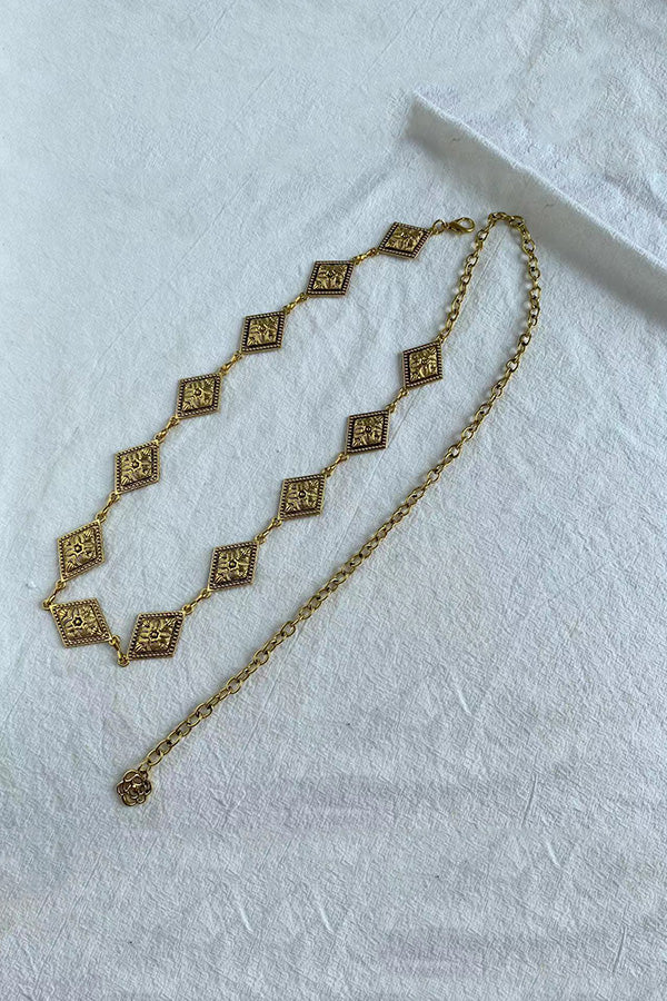 Retro Metal Carved Geometric Waist Chain | Consonak