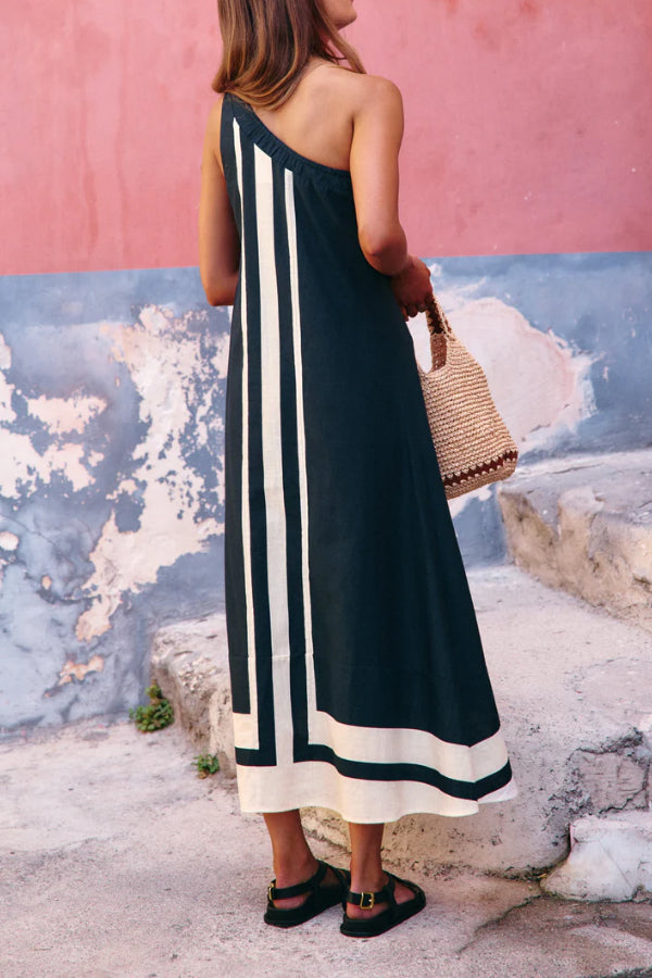 Striped Off-shoulder Dress-Consonak