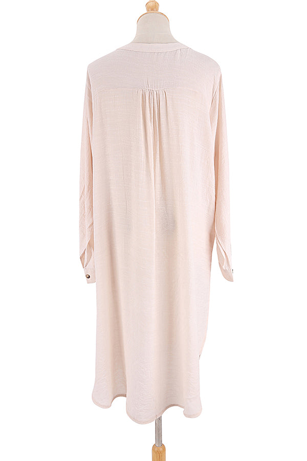 A Perfect Travel Linen Blend Pocketed Cover-up Dress-consonak