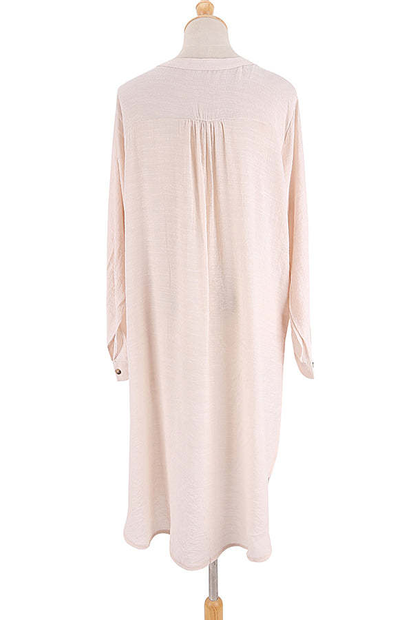 A Perfect Travel Linen Blend Pocketed Cover-up Dress-consonak