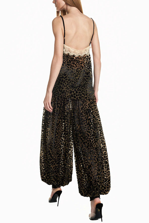 Wild Charm Leopard Print Smocked Elastic Waist Bloomers Pants