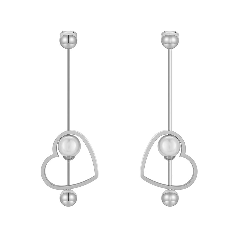 18K Gold Titanium Steel Heart-shaped Peach Heart Pearl Earrings-consonak