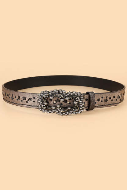 Vintage Five-pointed Star Embossed Engraved Rhinestone Belt-consonak