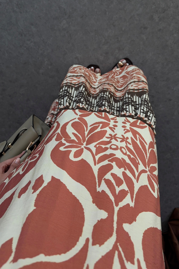 Bohemian Style Unique Print Halter Neck Casual Vacation Maxi Dress