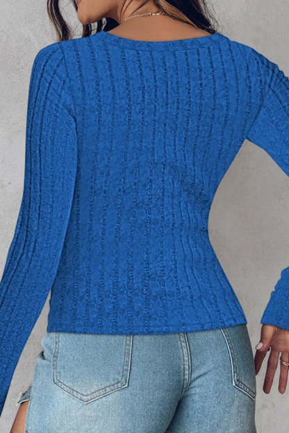 Solid Color Slim Long Sleeve Round Neck Thermal Top-consonak