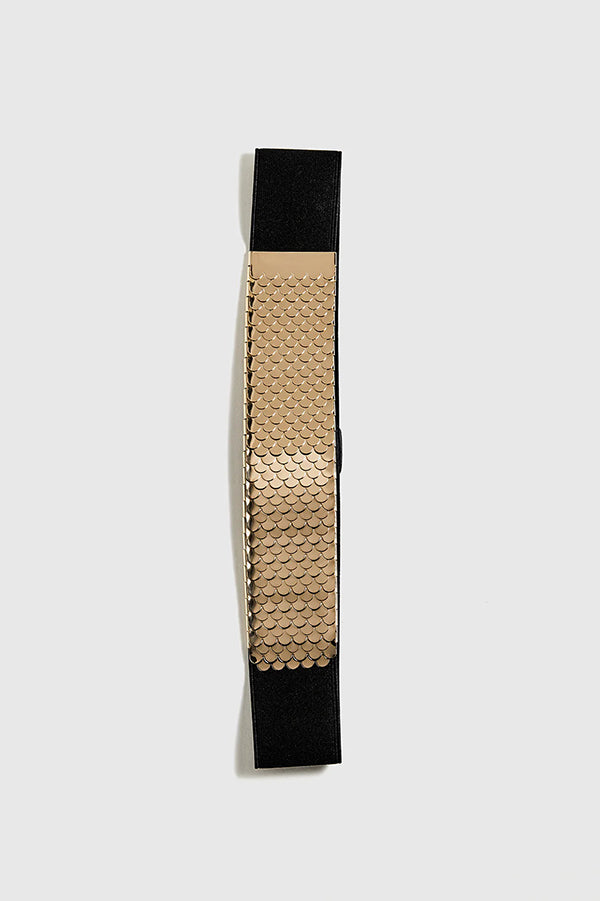 Fashionable Metal Fish Scale Elastic Belt-consonak