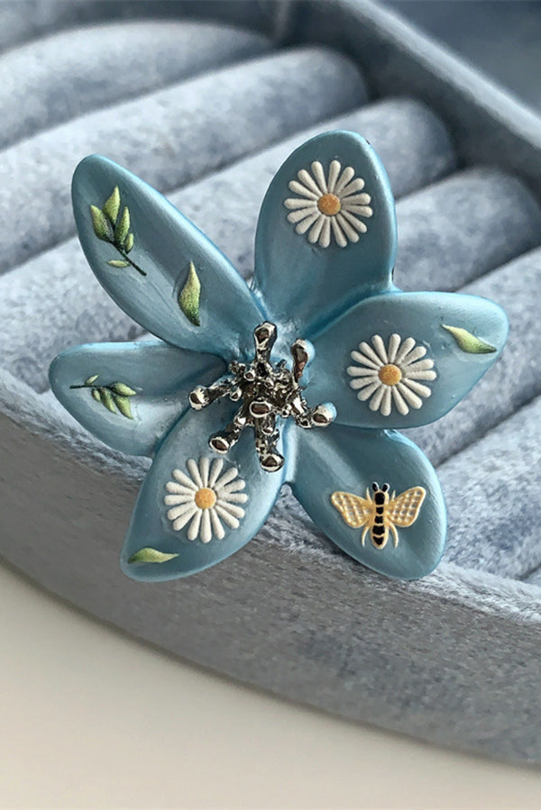 Colorful Dopamine Haze Blue Hand-painted Ring-consonak