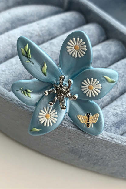 Colorful Dopamine Haze Blue Hand-painted Ring-consonak