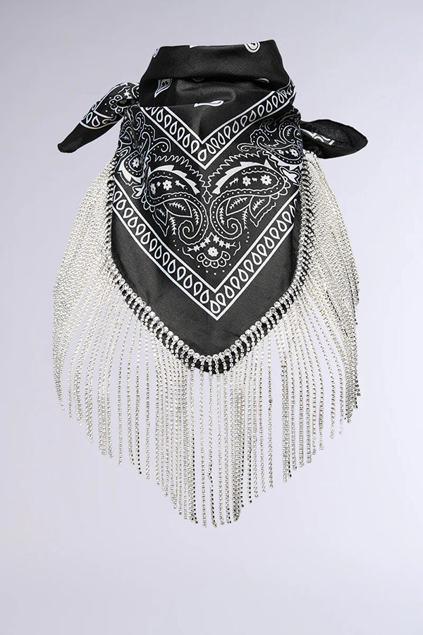 British Retro Diamond Tassel Square Scarf | Consonak