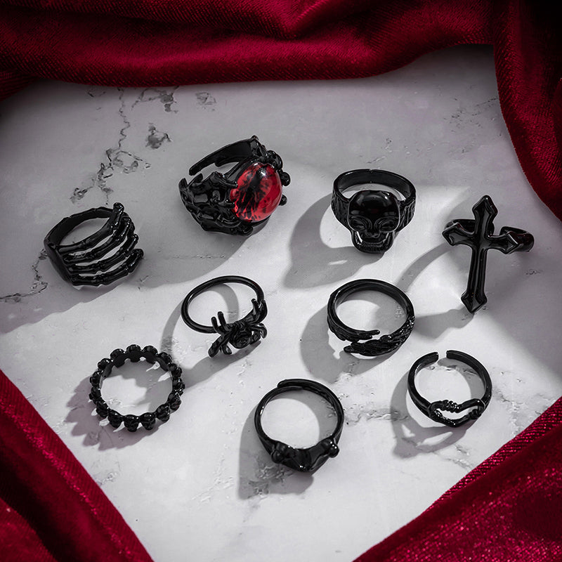 Dark Punk Retro Ring Set-consonak