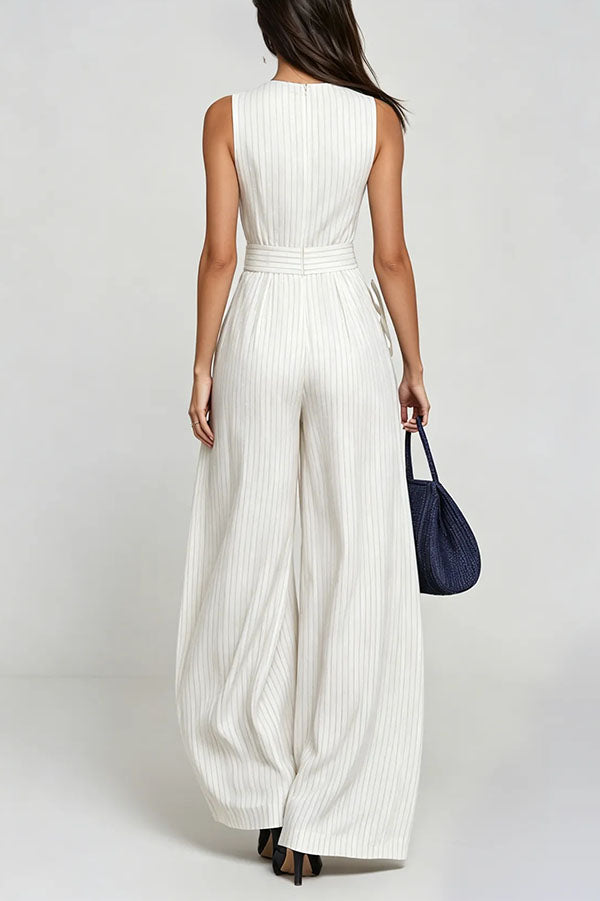 Hermanus Sleeveless Striped Wide Leg Jumpsuit-Consonak