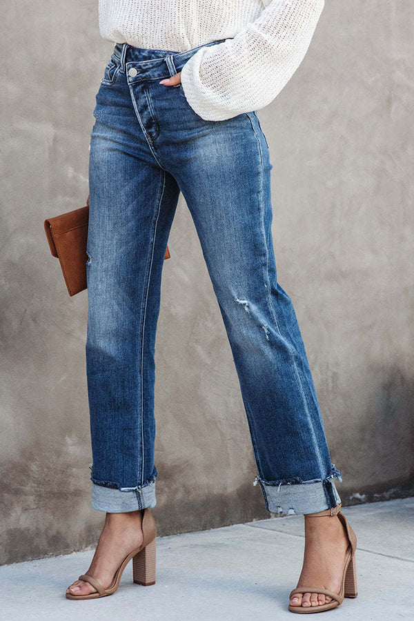 Destiny Stretch High Rise Cross Over Jeans-consonak
