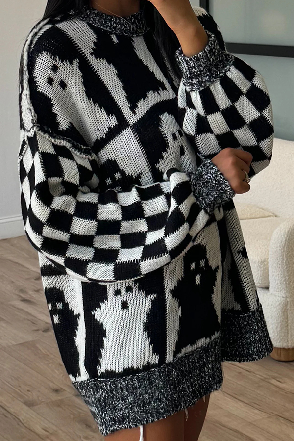 Halloween Casual Loose Crew Neck Sweater-consonak