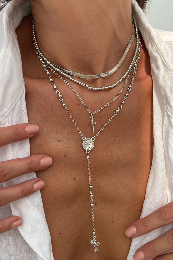 Fashionable Diamond Cross Chain Elegant Multi-layered Necklace-consonak