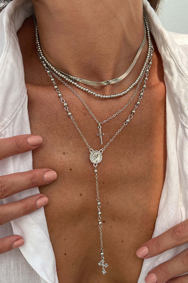 Fashionable Diamond Cross Chain Elegant Multi-layered Necklace-consonak
