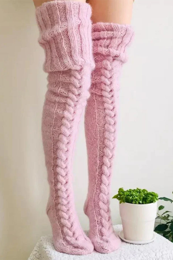 Cable Knitted Knee Length Ladies Socks-consonak