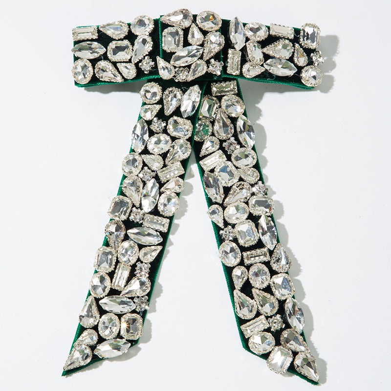 Luxurious Diamond-filled Velvet Bow Spring Clip Headdress-consonak