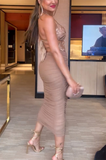 Timeless Beauty Gold Metallic Butterfly Back Lace-up Halter Tank-consonak