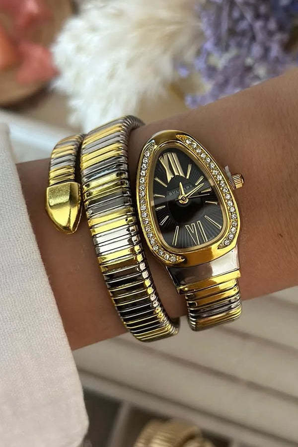 Fashionable Quartz Snake Bracelet Watch-consonak