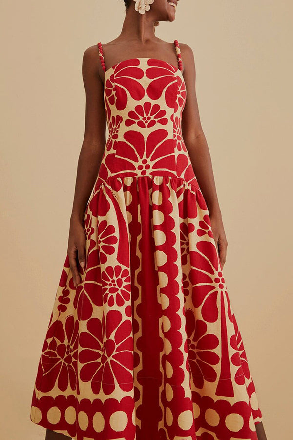 Vivid Dreams Unique Ethnic Print Slip Midi Dress-consonak