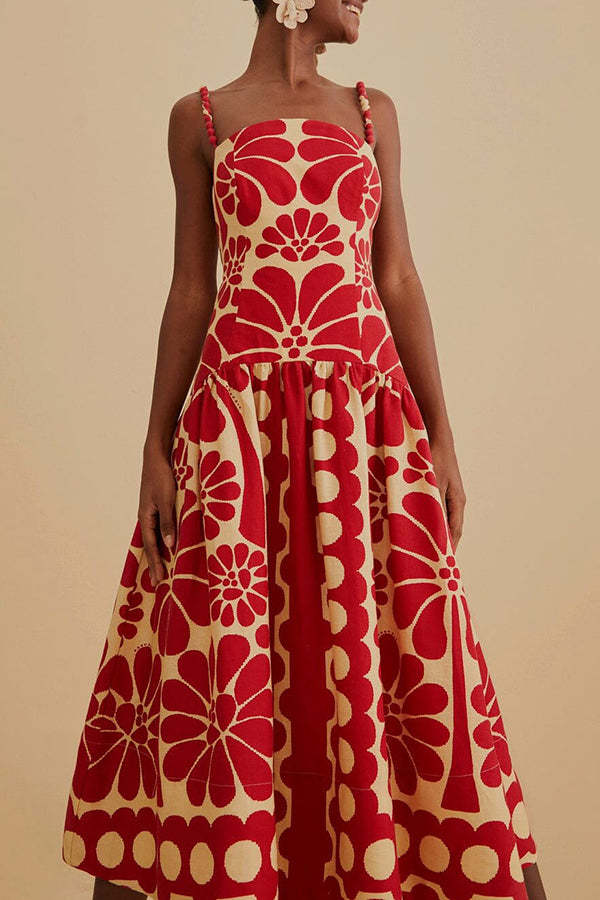 Vivid Dreams Unique Ethnic Print Slip Midi Dress-consonak