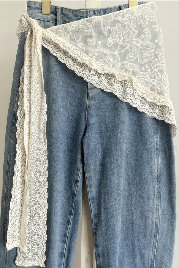 Elegant French Lace Triangle Scarf Tie Belt | Consonak