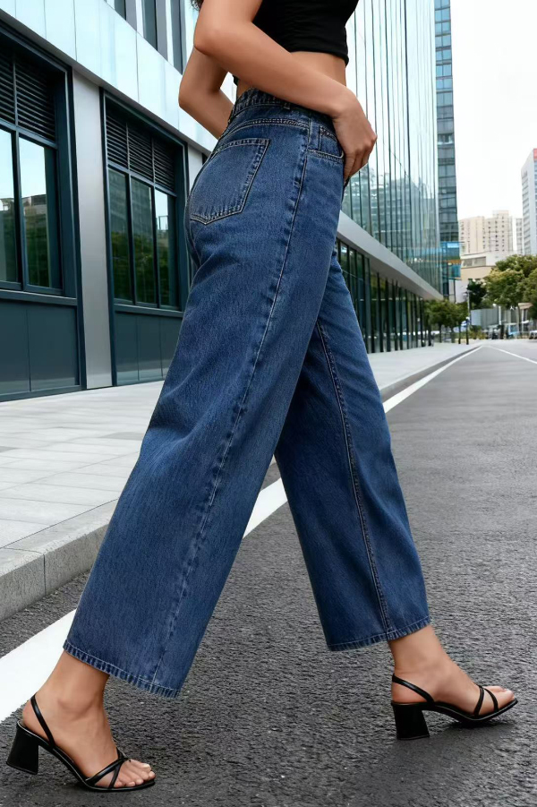 Stylish High-waisted Casual Pocket Straight Leg Jeans