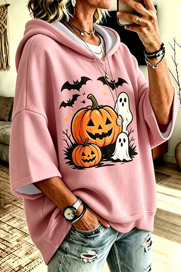 Halloween Pumpkin Graphic Oversized Hoodie-Consonak