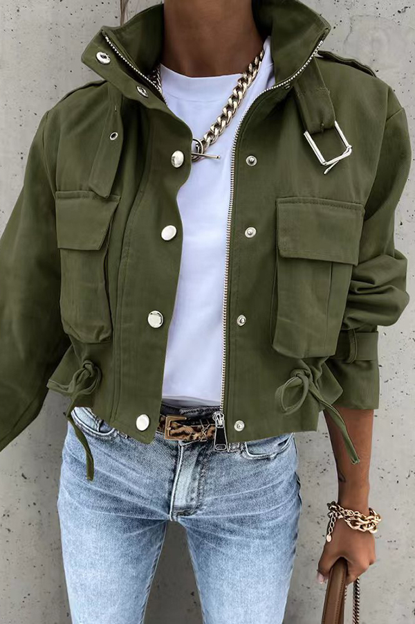 Unique Stylish Printed Casual Pocket Statement Jacket-consonak