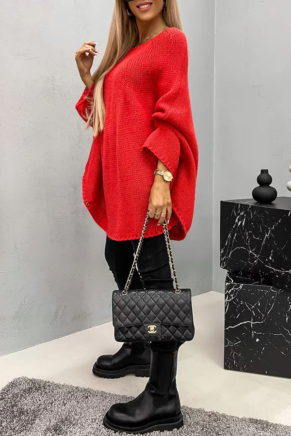 Remember Me Knit Crew Neck Poncho Loose Sweater | Consonak