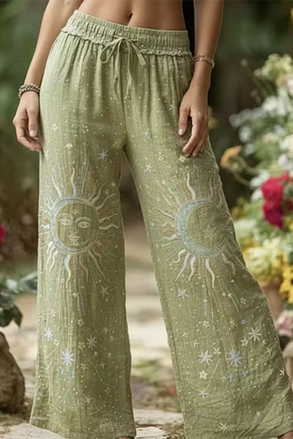 Halloween Dark-themed Printed Wide-Leg Pants-Consonak