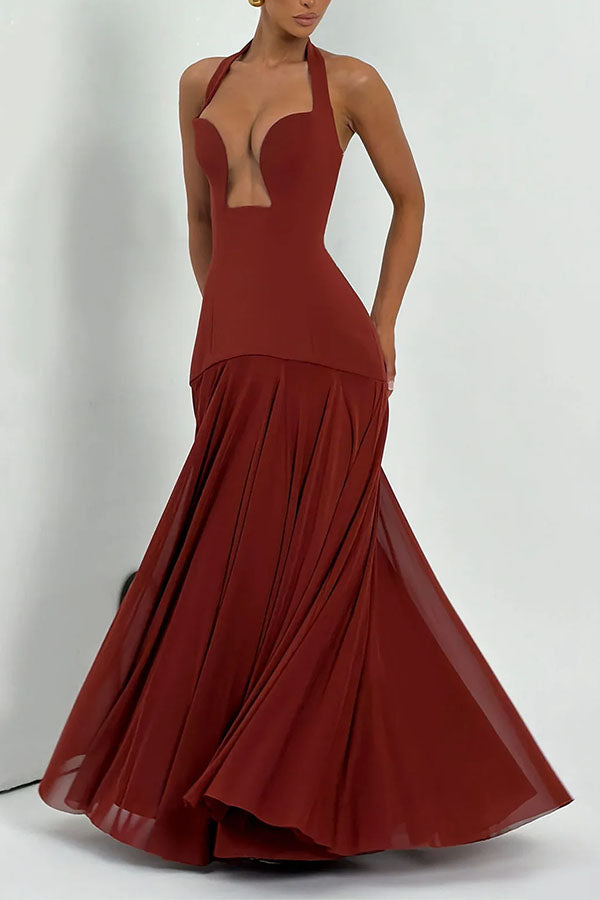 Seraphina Deep V Maxi Dress-Consonak