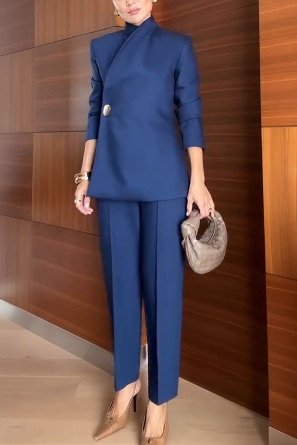 Exquisite and Fashionable High Waist Pocketed Straight Leg Pencil Pants-consonak