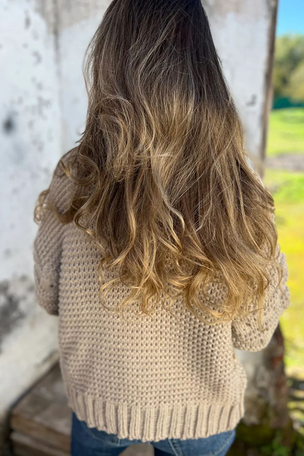 Fashion Knit Solid Color V-neck Long-sleeved Cardigan-consonak