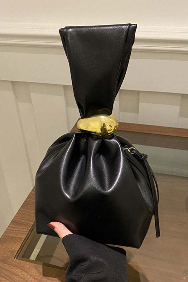 Retro Pleated Simple Bucket Bag-consonak