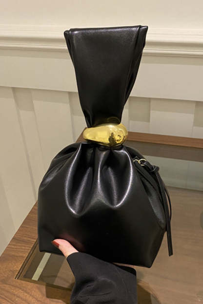 Retro Pleated Simple Bucket Bag-consonak