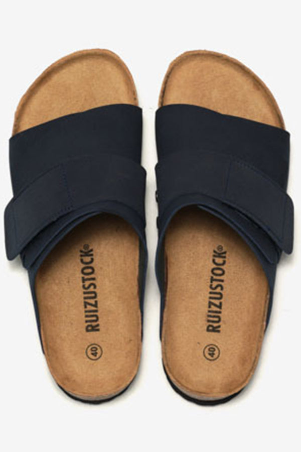 Frosted Leather Beach Slip-on Sandals-consonak