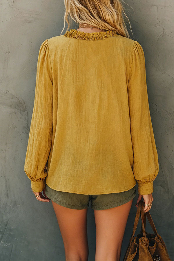 Boho Chic Ruffled V-Neck Top-Consonak