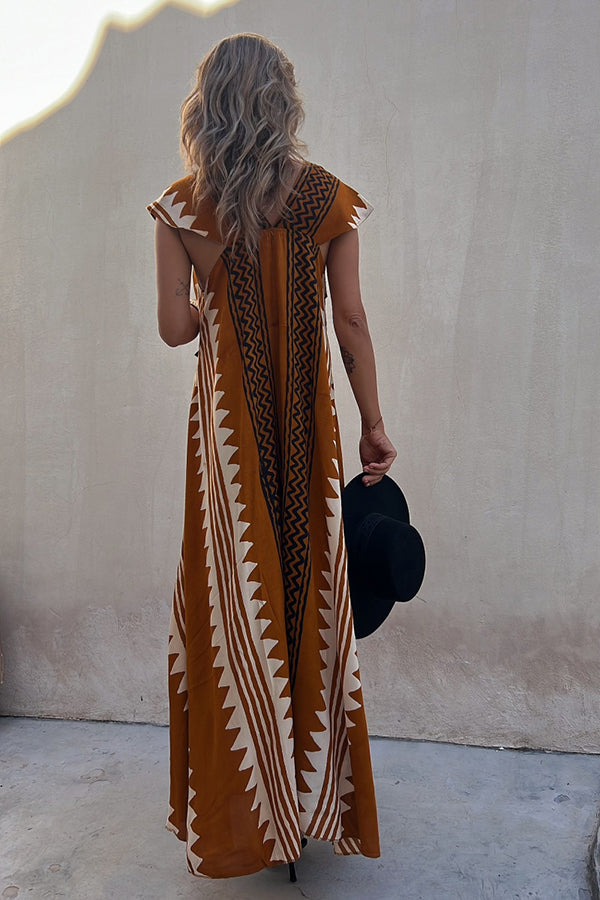 Beach Dates Ethnic Print A-line Maxi Dress-consonak
