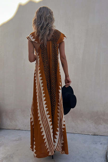 Beach Dates Ethnic Print A-line Maxi Dress-consonak
