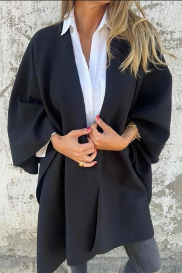 Solid Color Loose V-neck Shawl Cape Jacket | Consonak